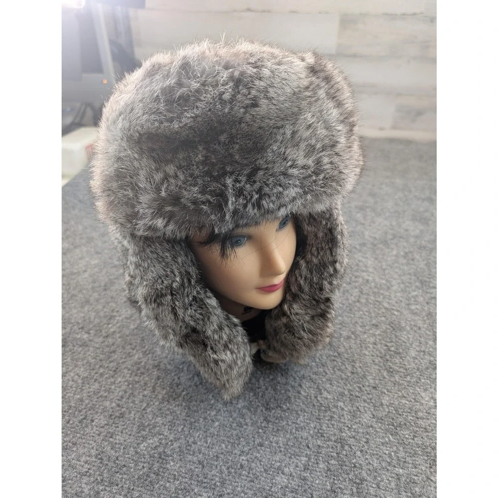 Golden Swallow Hat Ushanka Trapper Faux Fur Gray Quilted Lined‎ Winter Warm Mens